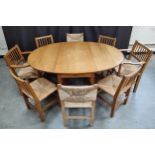 Peter Hall & Son, Cumbria, 1978, Bespoke one-off, Oak gate-leg and drop-leaf dining table