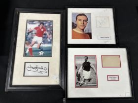 3 Signed Pictures including Jimmy Armfield, Alex James Arsenal and Trevor Brooking, all framed (3)