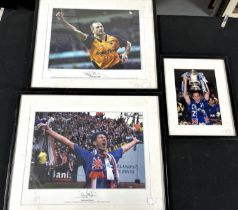 3 Signed pictures including MBE Steve Bull, Terry Butcher and Dave Watson, all framed (3)