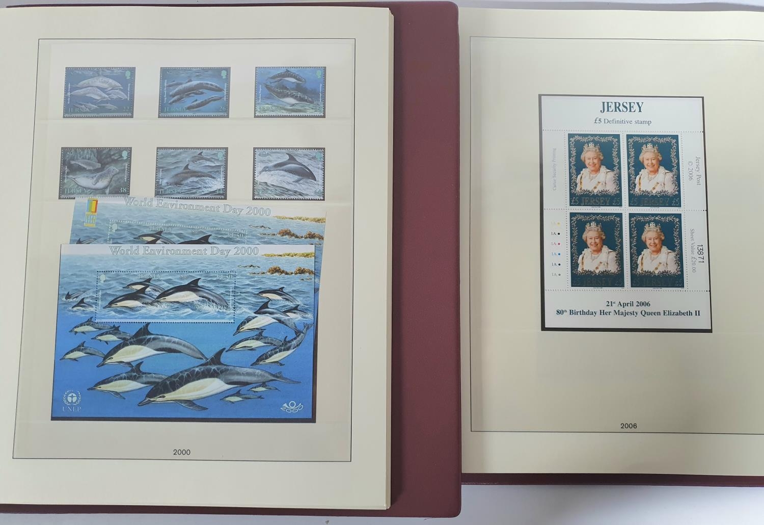 Two red box albums both containing mint unmounted complete Jersey 1991 to 2009 - approx £675 face - Image 9 of 13