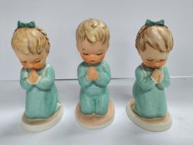 Three vintage 1957 Goebel Boy & Girl Praying Figurines (3)