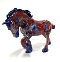 Rare Beswick blue flambé glazed Shire-horse