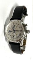 Montblanc gents automatic "Tachymeter" wrist watch with black leather strap