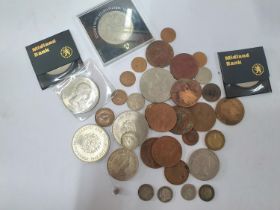 Small collection of British coins and commemorative coins including 4 antique 3ds (Qty)