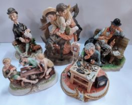 Collection of five figures, mainly Capo-Di-Monte (5)