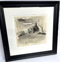 Kyffin Williams (1918-2006) Pen and ink with wash ' Snowdonia cottage', signed, framed The w/c