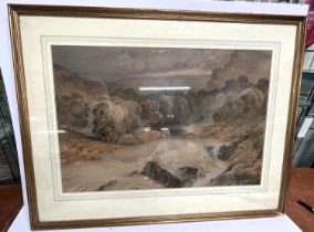 David Cox 1849 watercolour "Welsh country scene" ( Near Abergavenny), framed The w/c measures 39cm x