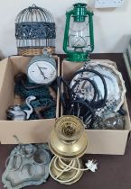 Collection of items including a bird cage, camping lamp, hookah pipe and trays etc. (Qty)