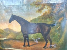 J SMITH 1826 naïve school oil on canvas, laid down onto board, Horse in English landscape, signed