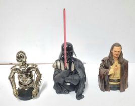 3 Star Wars Gentle giants including Qui-Gon Jinn, Darth Vader, and C3P0 - all limited edition (3)