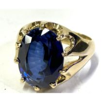 18k Yellow Gold and Royal Blue Sapphire Ring. The ring was crafted by Christie's Jewellers in bright