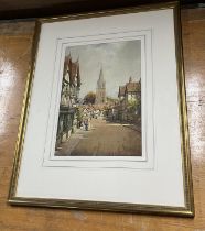 Noel Harry LEAVER (Burnley 1889-1951) watercolour "Broad Street, Weobley" (Herefordshire), in fine
