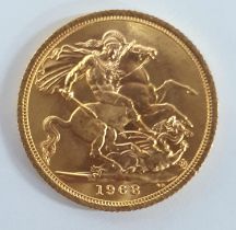 Queen Elizabeth II 1968 St George & Dragon, full sovereign - UNCIRCULATED in protective plastic