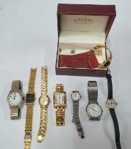 Collection of 8 ladies and gents vintage watches to include 3 Rotary examples etc in an old Rotary