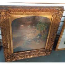 Large, mid 19thC still-life watercolour, signed and dated Hunt 1845 in stunning heavy gesso frame
