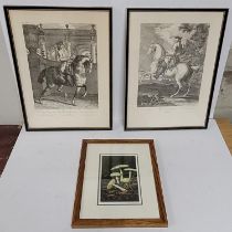 Pair of antique engravings of equestrian portraits by Jon. El Ridinger along with a W. Geoff