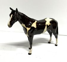 Rare Beswick glazed, large brown and white horse