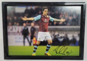 signed photograph of Danny Ings while he was at Burnley F C, framed