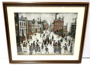 L.S Lowry Print, "Village Square", framed