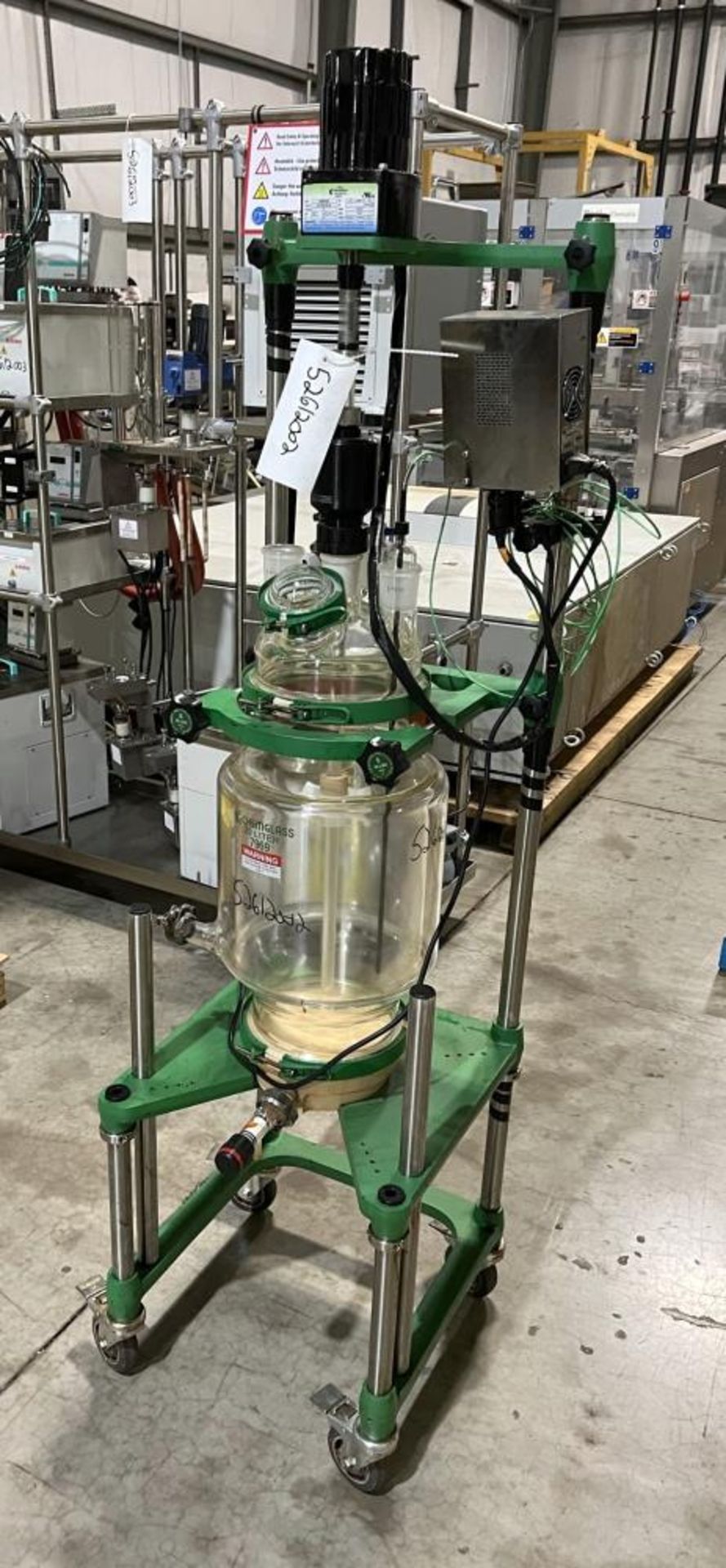 Used 20L ChemGlass Single Jacketed Glass Reactor. Model CG-1964 CG-1965 20L Jacketed.