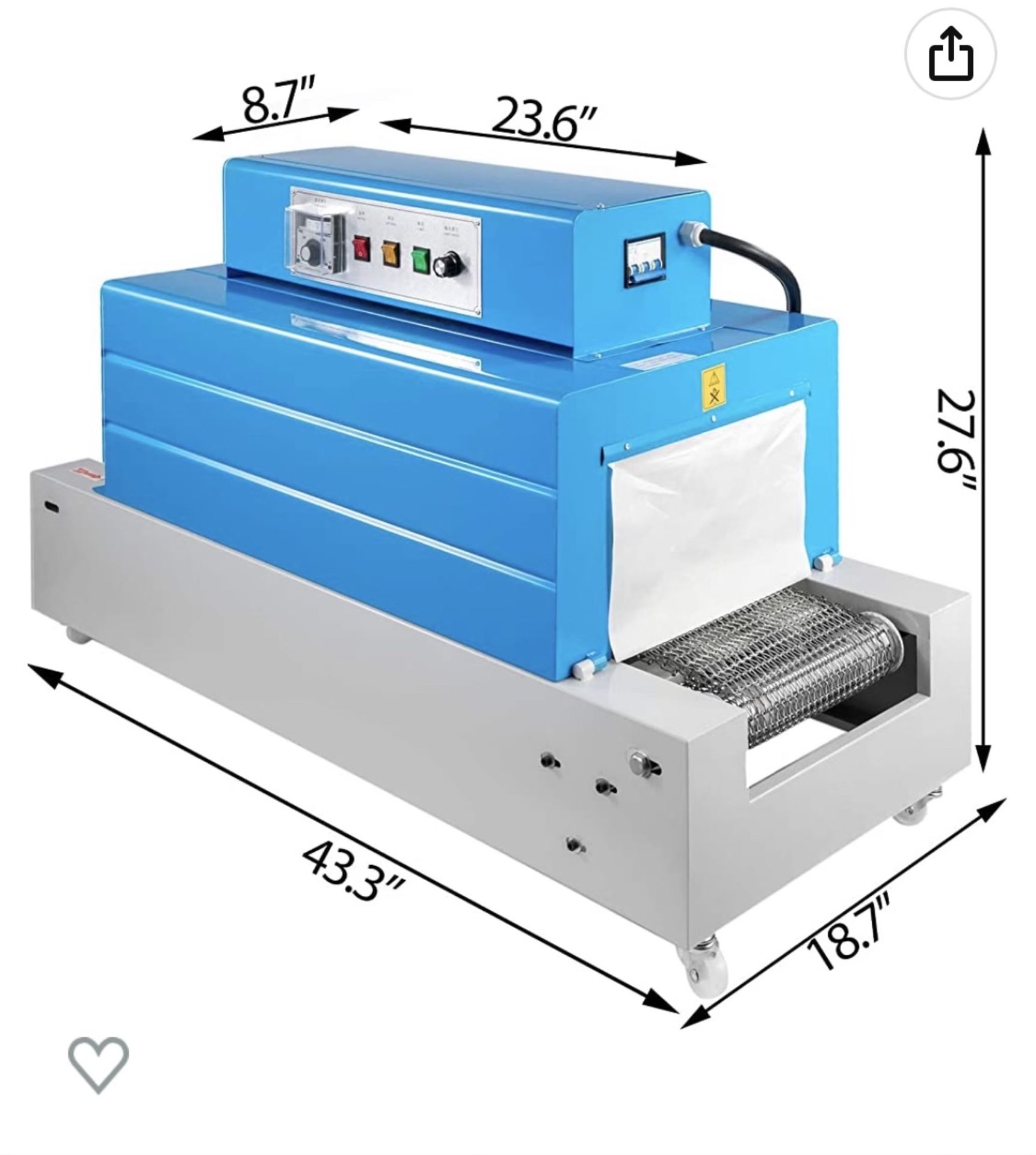 New/Unused BestEquip Heat Shrink Tunnel Machine. Model Mesh Type BS3020 5KG. - Image 3 of 6