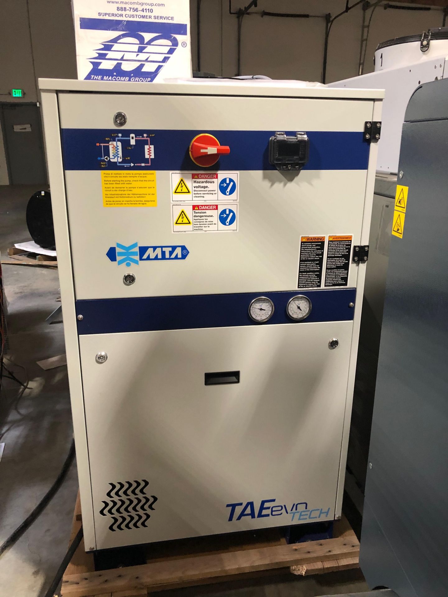 Used TAEevo TECH-101 Industrial Process Water Chiller. Model TAEevo Tech 101.