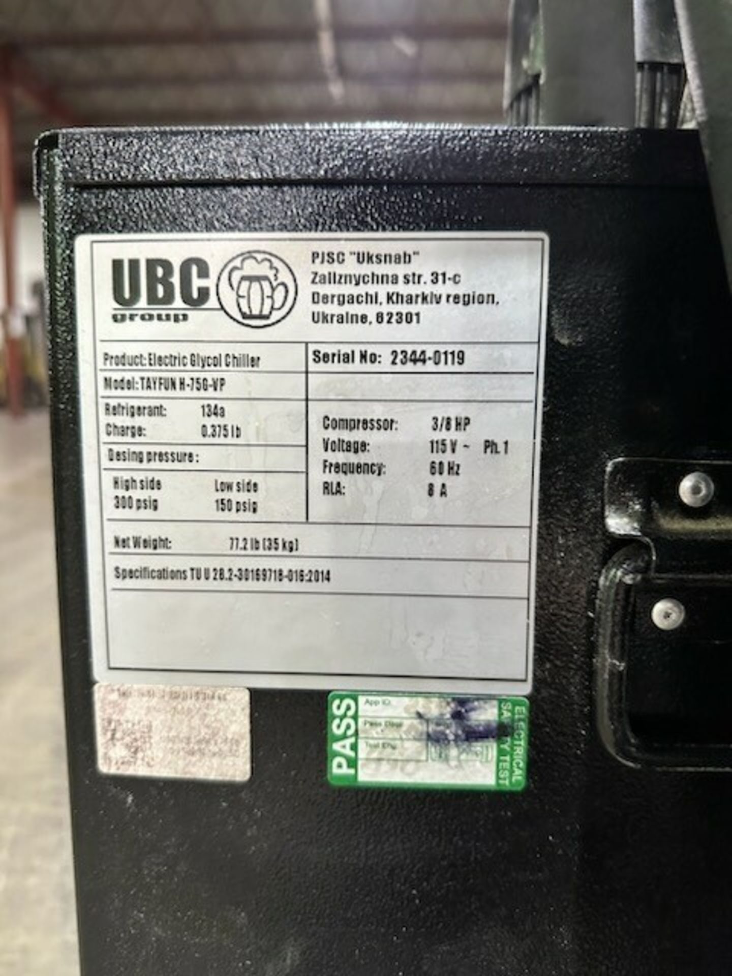Used UBC Group Glycol Chiller.Model TAYFUN H-75G-VP w/ Used Scientific 710 Terp Trap - Image 4 of 13