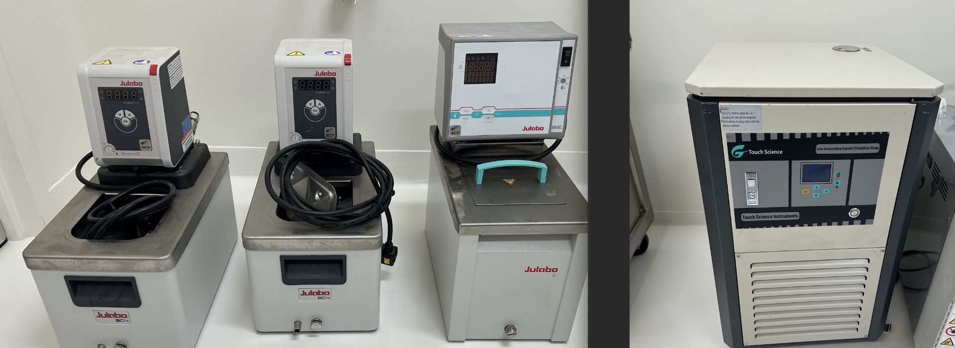 Lot of (4) Assorted Used Circulators, Chillers and Temp Controllers. Julabo SE, Corio etc