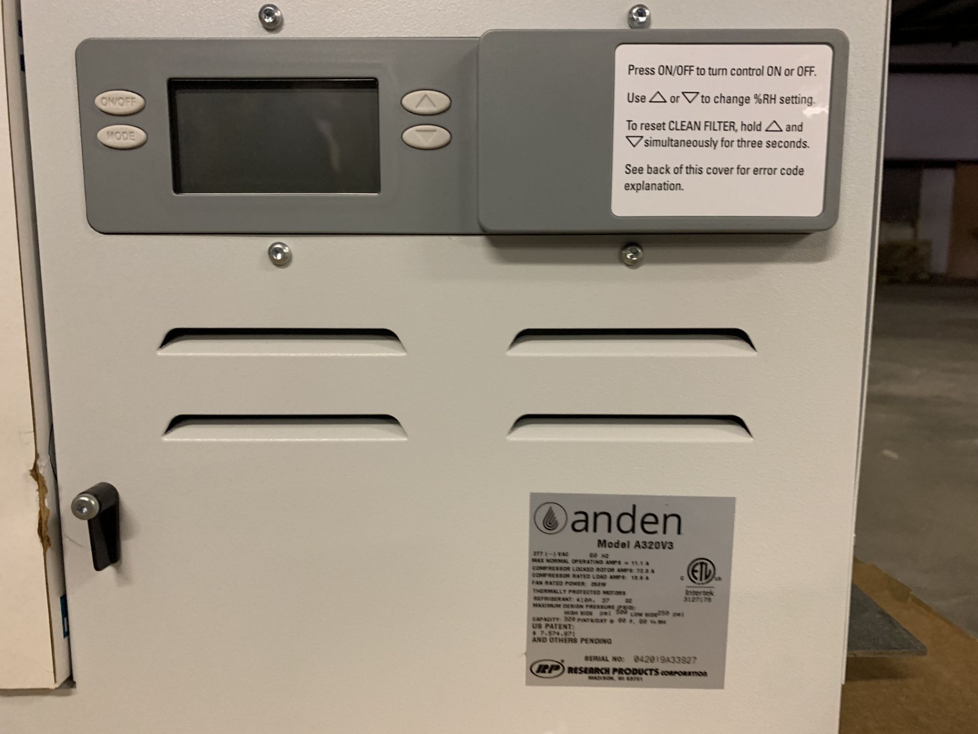 Used Anden Dehumidifier. Model A320V3 - Image 3 of 5