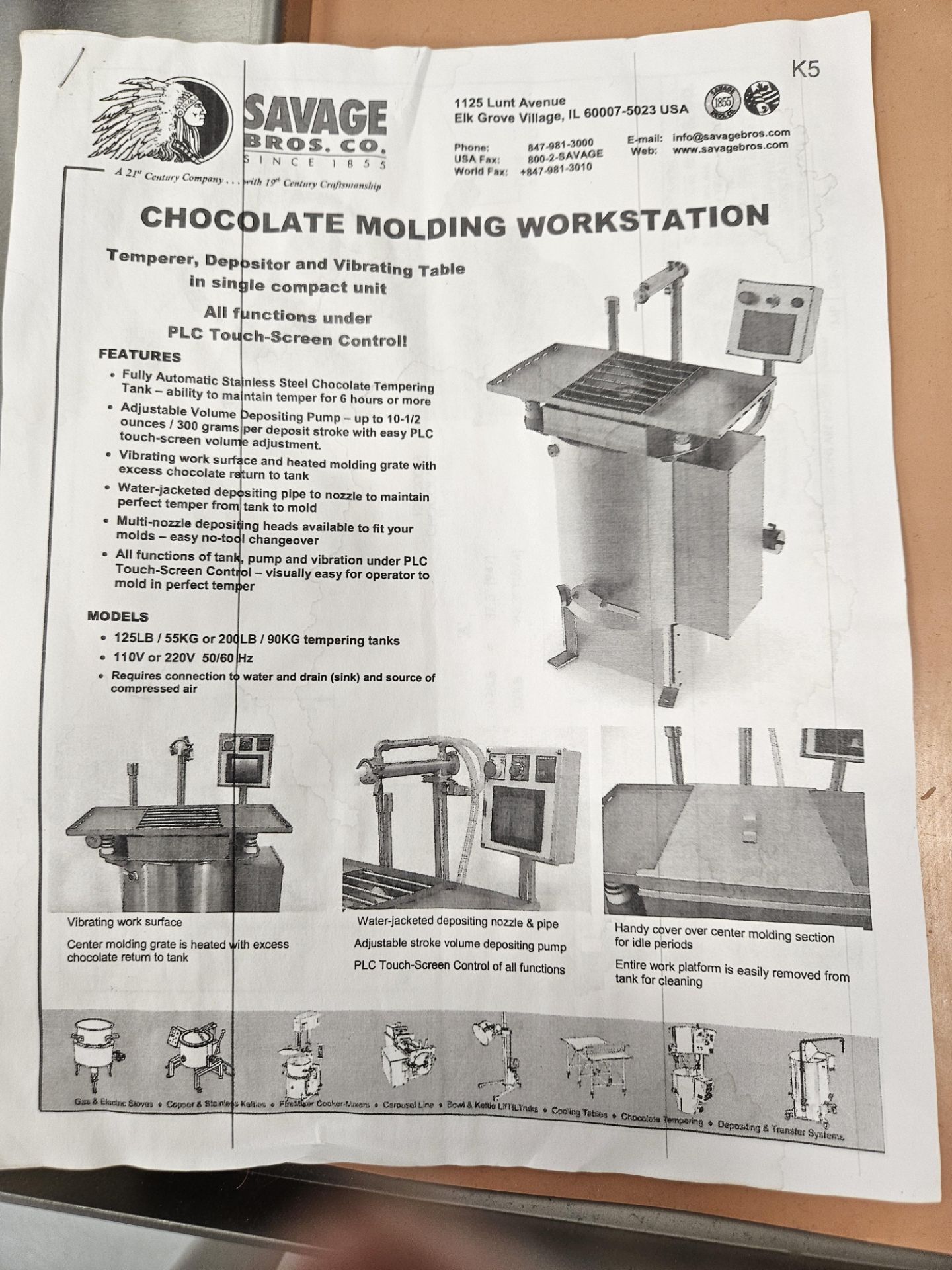 Used Savage Bros125 lb Chocolate Tempering & Molding Workstation - Image 8 of 8