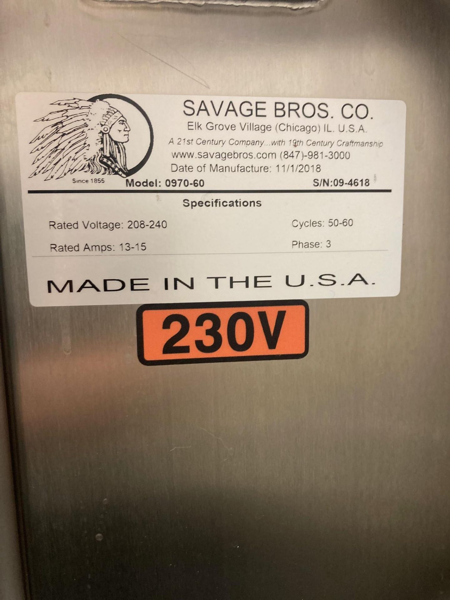 Used Savage Bros 450 lbs Chocolate Melter & Tempering Machine. Model 0970-60. Auto Batch Tempering - Image 5 of 10