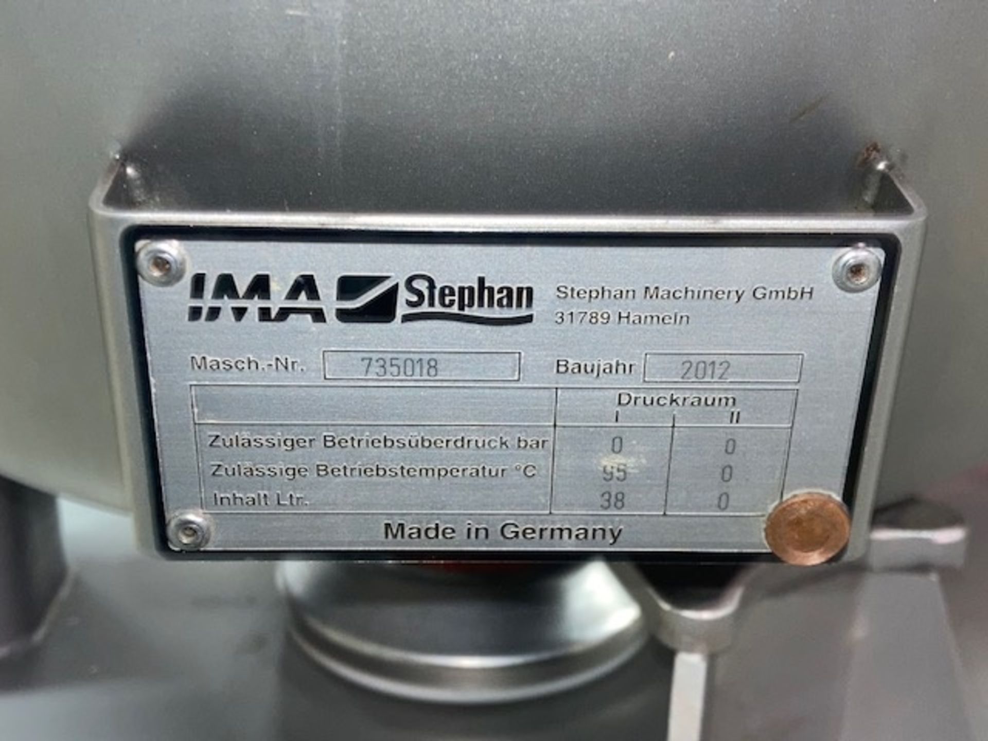 Used IMA Stephan Universal Cutting, Mixing & Emulsifying Vacuum Mixer. Model UM 24 E - Image 8 of 9