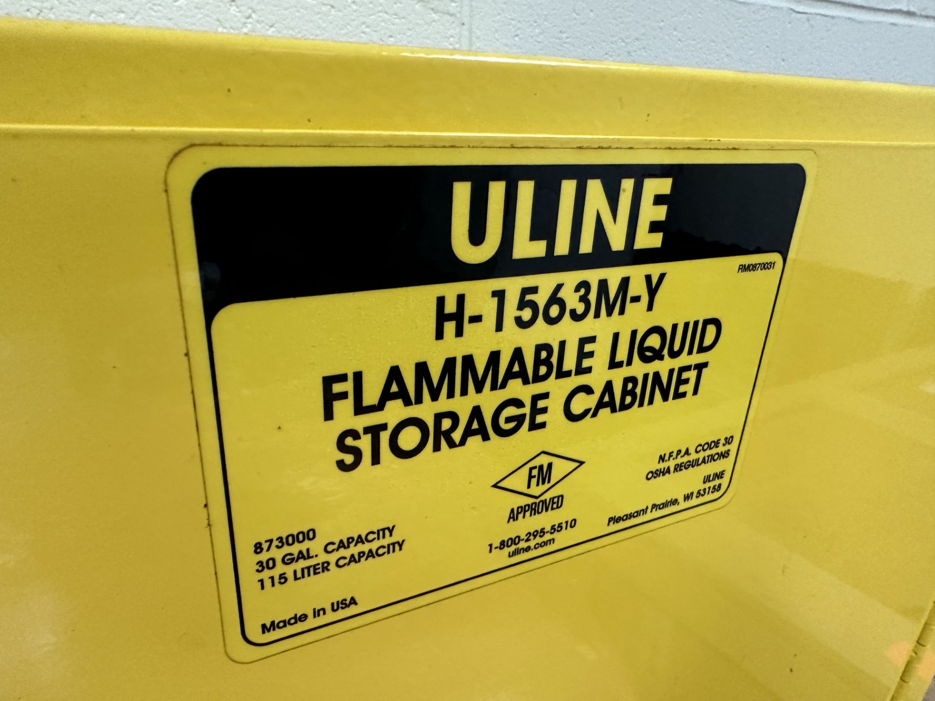 Lot of (3) ULINE Fire Proof Drum Storage Cabinets. (2) H3686M & (1) H-1563M-Y - Image 5 of 5