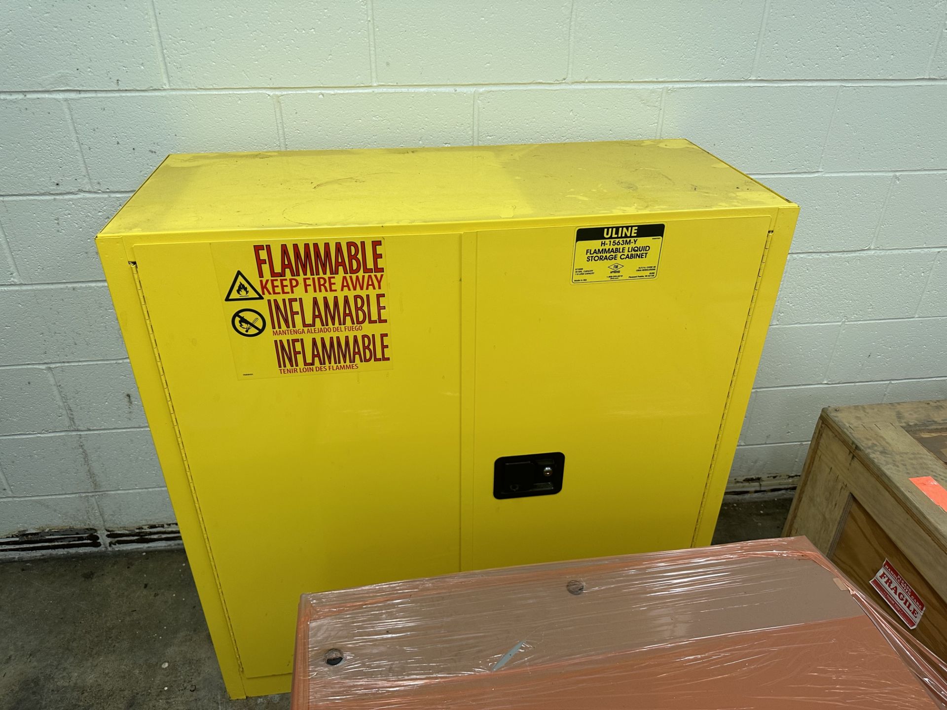 Lot of (3) ULINE Fire Proof Drum Storage Cabinets. (2) H3686M & (1) H-1563M-Y - Image 4 of 5