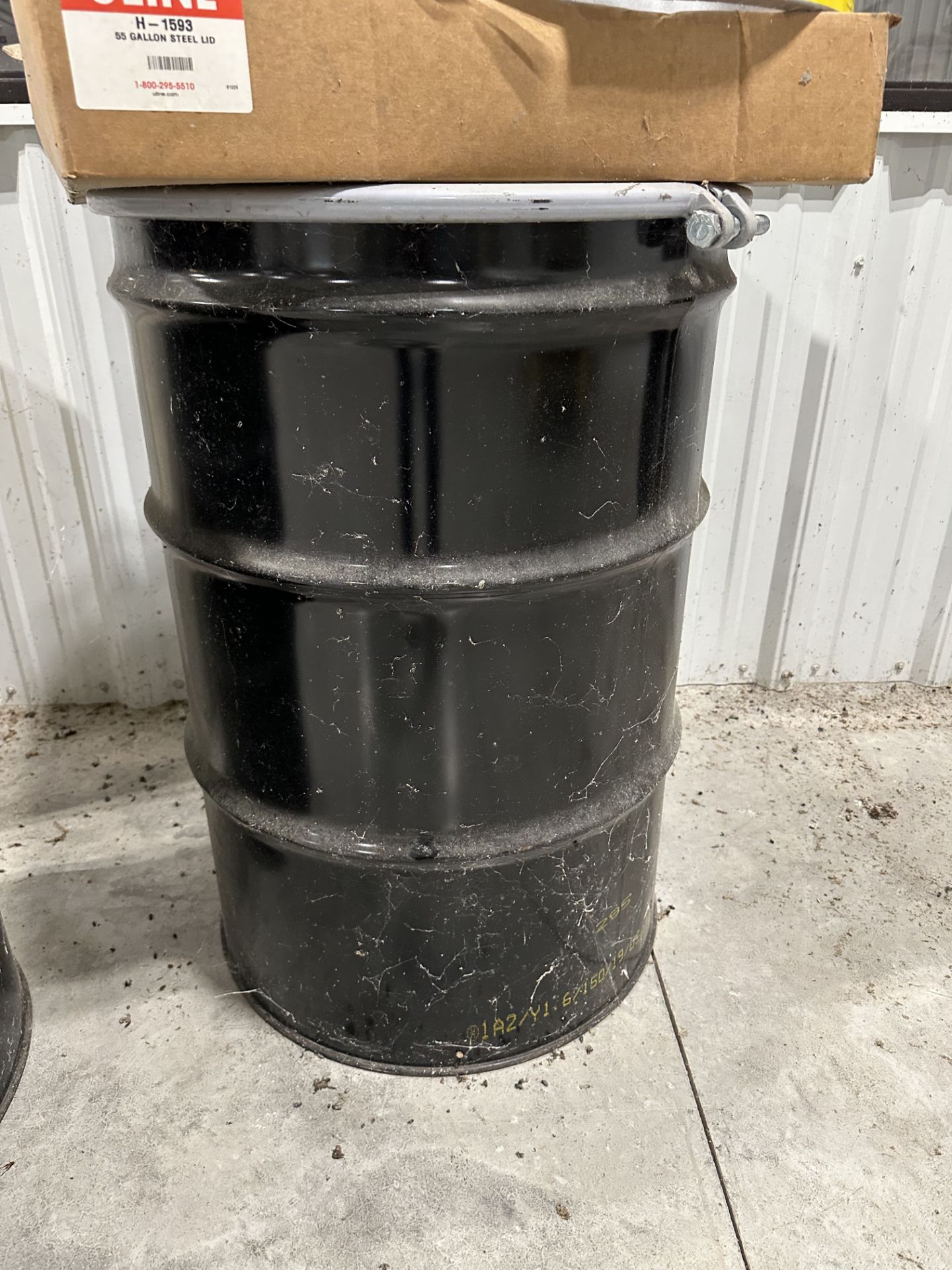 Lot of (4) ULINE 55 Gal Lined Steel Drums, (1) Forklift Barrel Attachment & (1) Barrel Heater. - Image 8 of 14