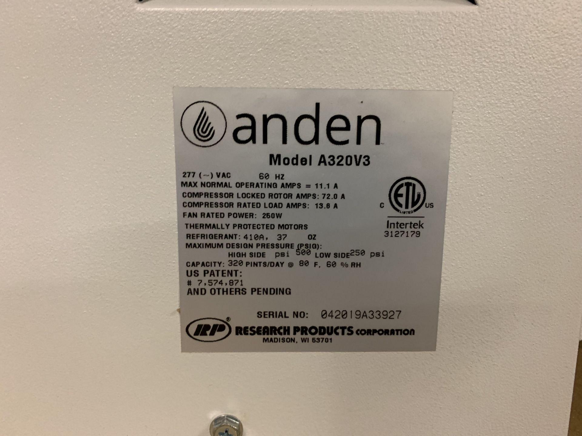 Used Anden Dehumidifier. Model A320V3 - Image 2 of 5