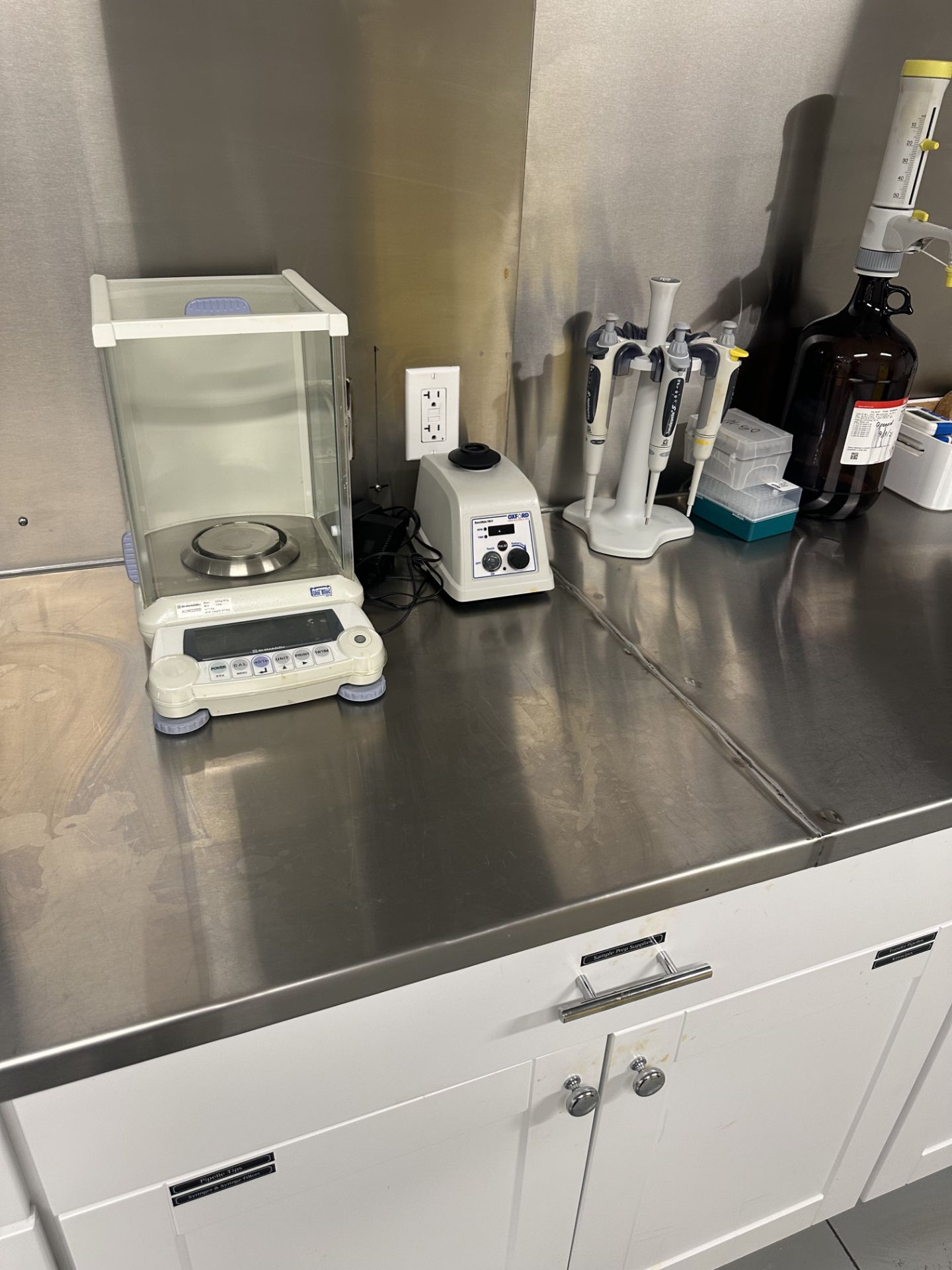 Lot of Used Lab Equiipment Including Shimadzu Lab Scale, Oxford BenchMate VM-D. + More