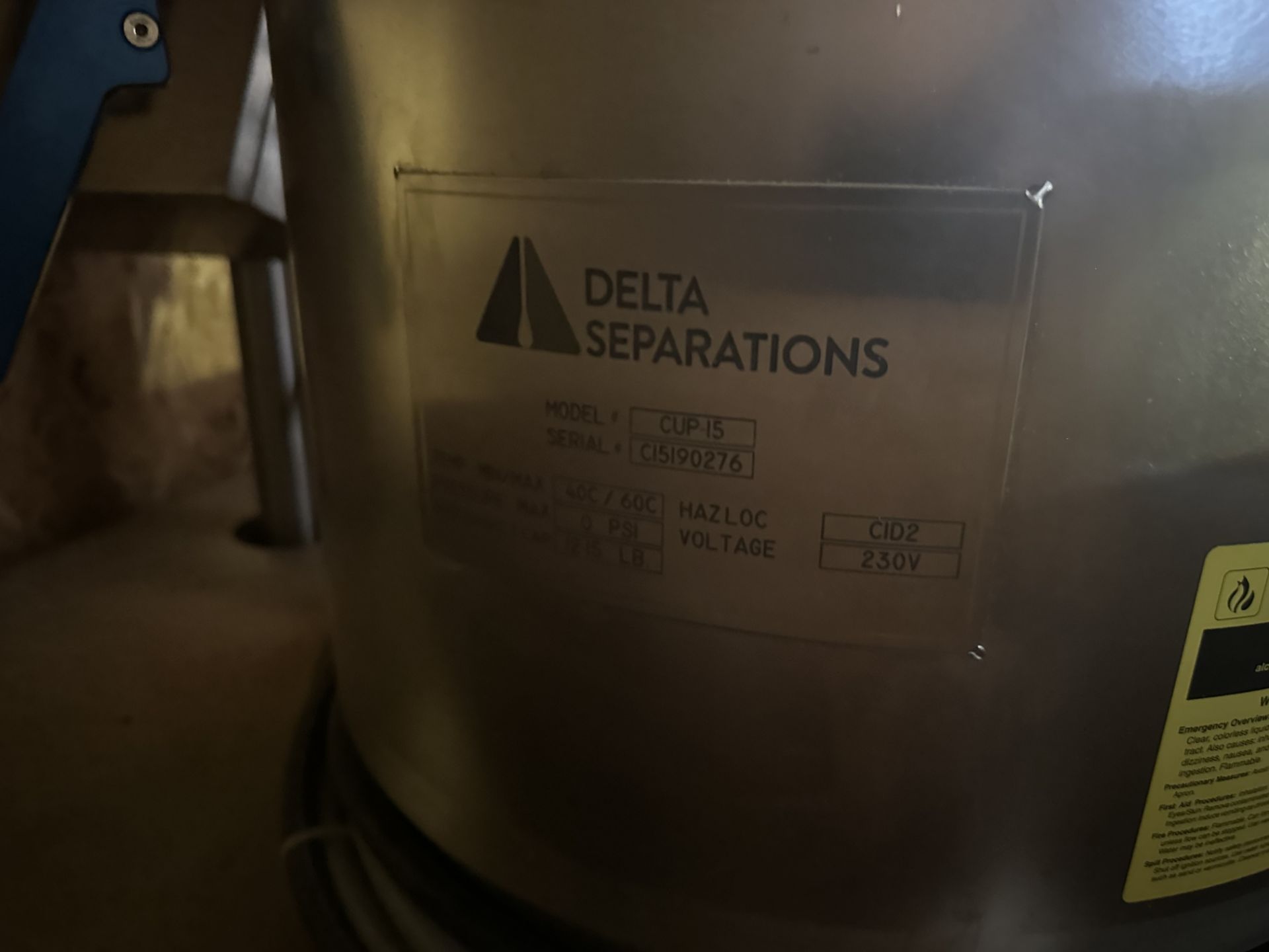 Used- Delta Separations CUP-15 Ethanol Alcohol Extraction System. Model CUP 15 - Image 3 of 8