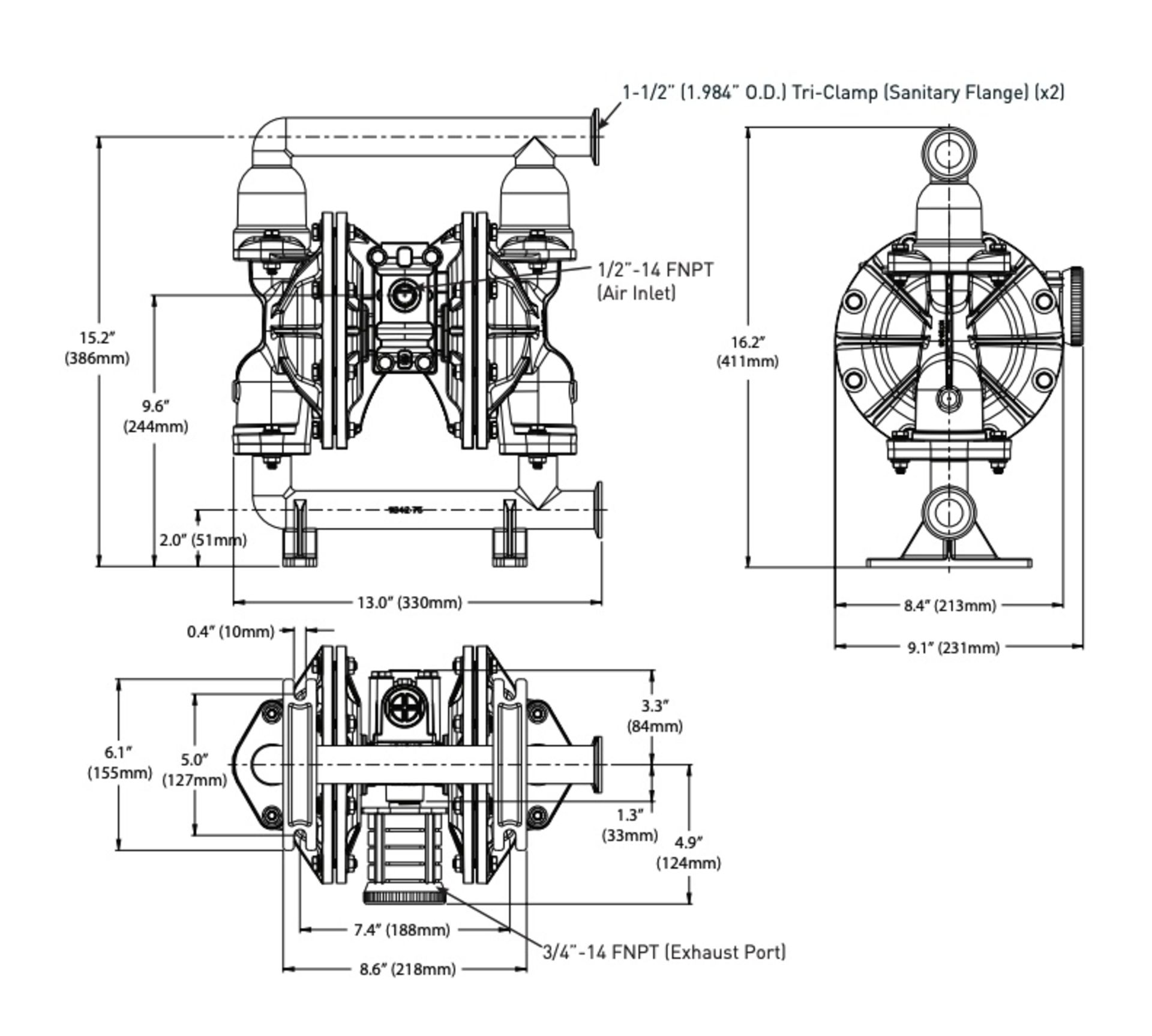 Lot of (5) All-Flo Air Operated Double-Diaphragm Pumps. Model F100. - Image 6 of 6