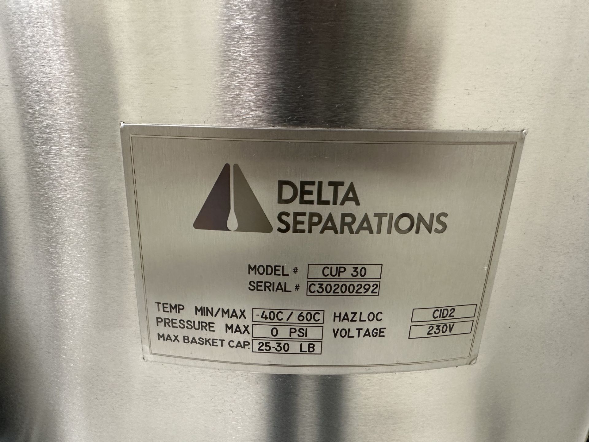 Used- Delta Separations CUP 30 Extraction System. Model CUP 30 V2.0 w/ DC-40 Inline Ethanol Chiller - Image 4 of 21