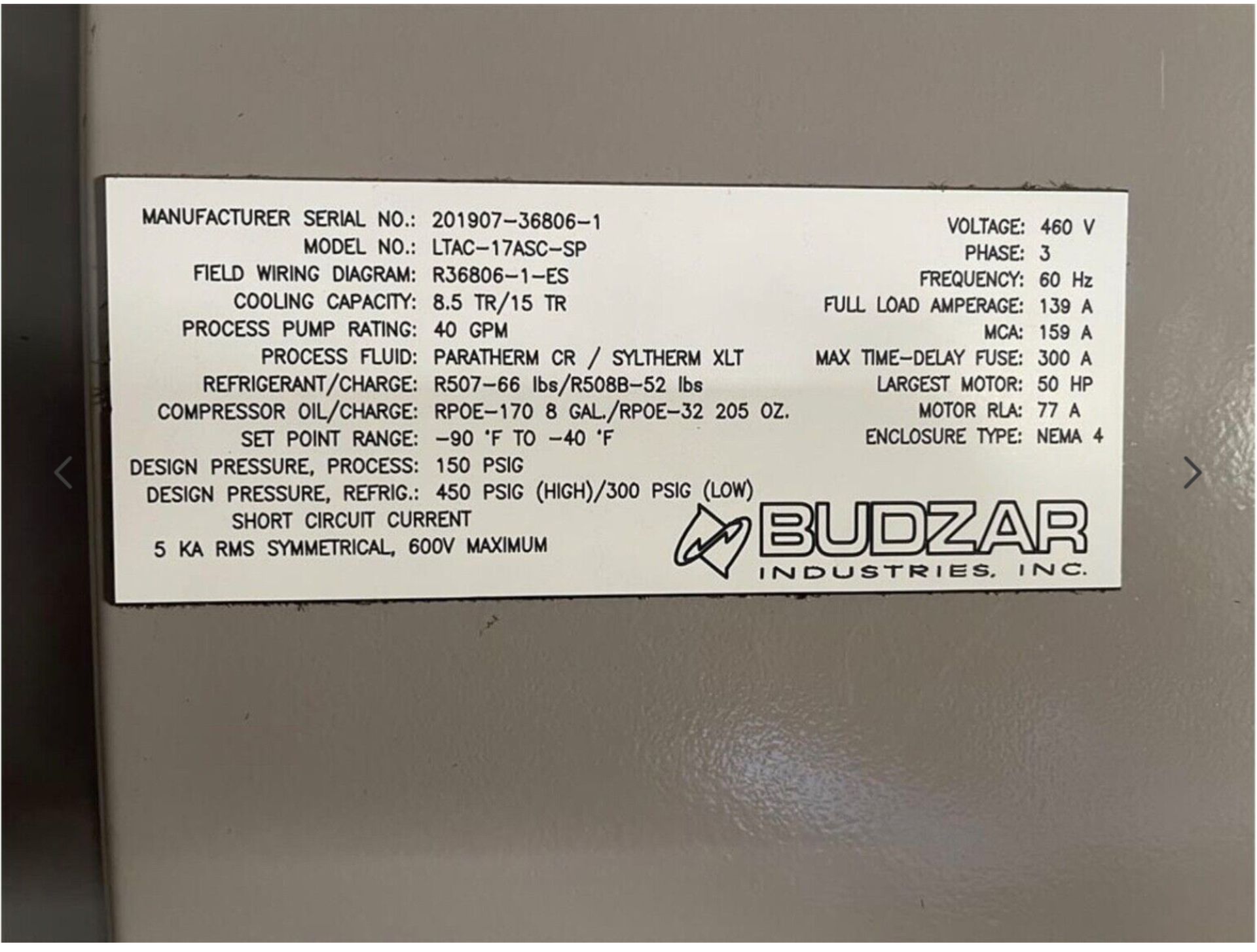 New/Unused Ultra low temperature Chiller. Model BUDZAR LTAC-17ASC-SP