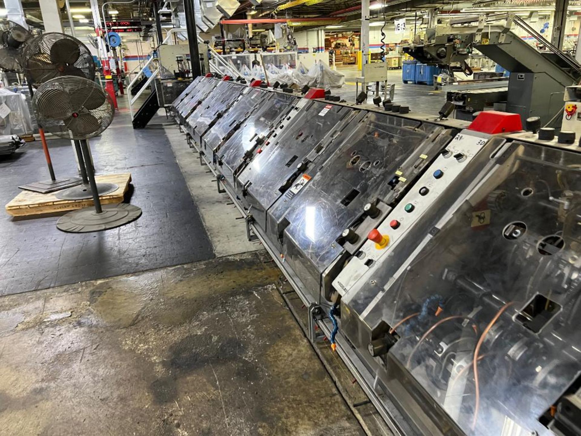 LOT: WE-6 Goss 25-Pocket Saddle Stitcher (1998), (12) Stream Feeders with Extension Conveyor, (4) Co - Image 3 of 53