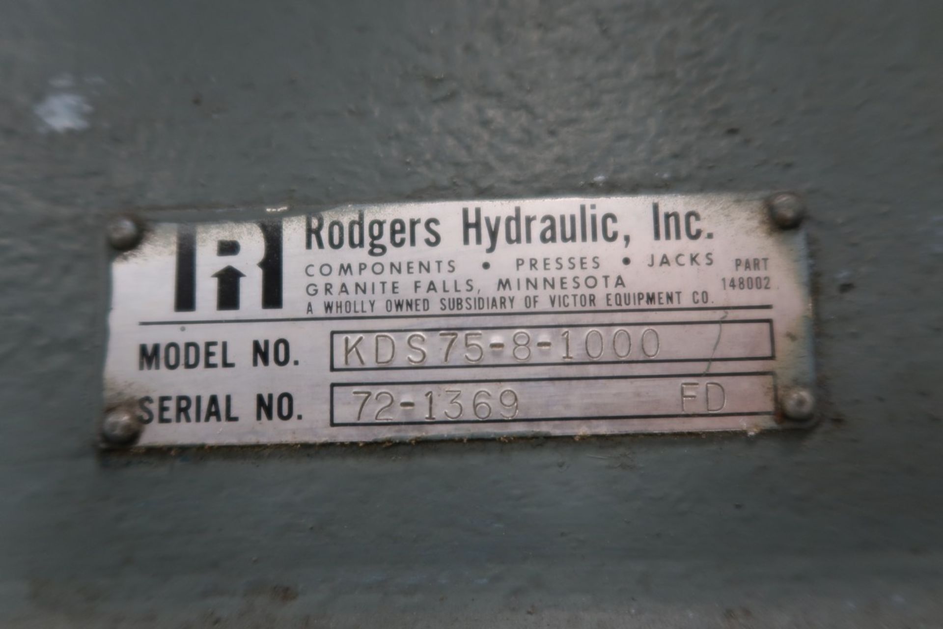 Rodgers Hydraulics Model KDS75-8-1000 75-Ton Hydraulic Shop Press - Bild 4 aus 7