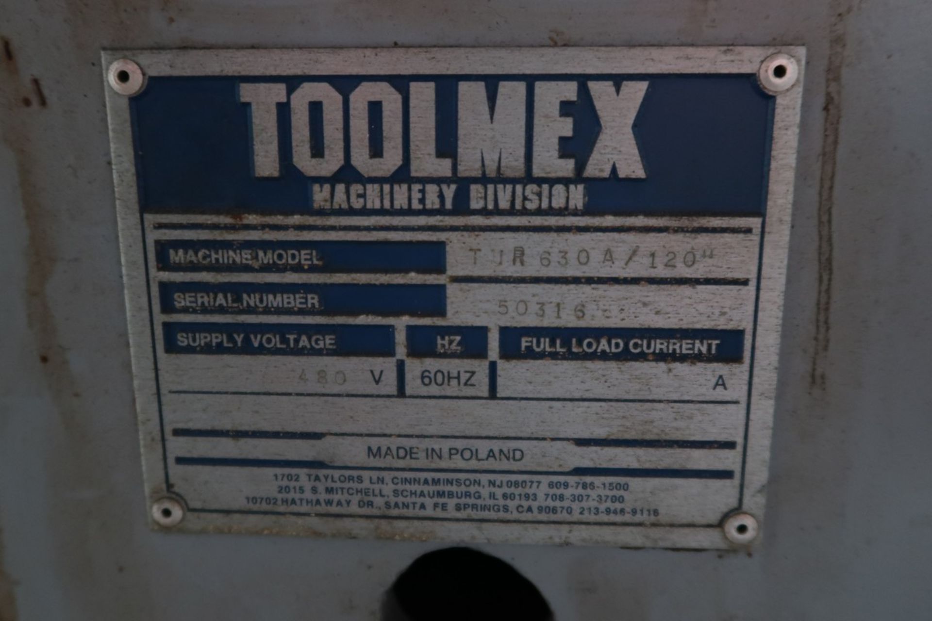 Toolmex Machinery Model TUR630A/120" Engine Lathe - Bild 10 aus 10
