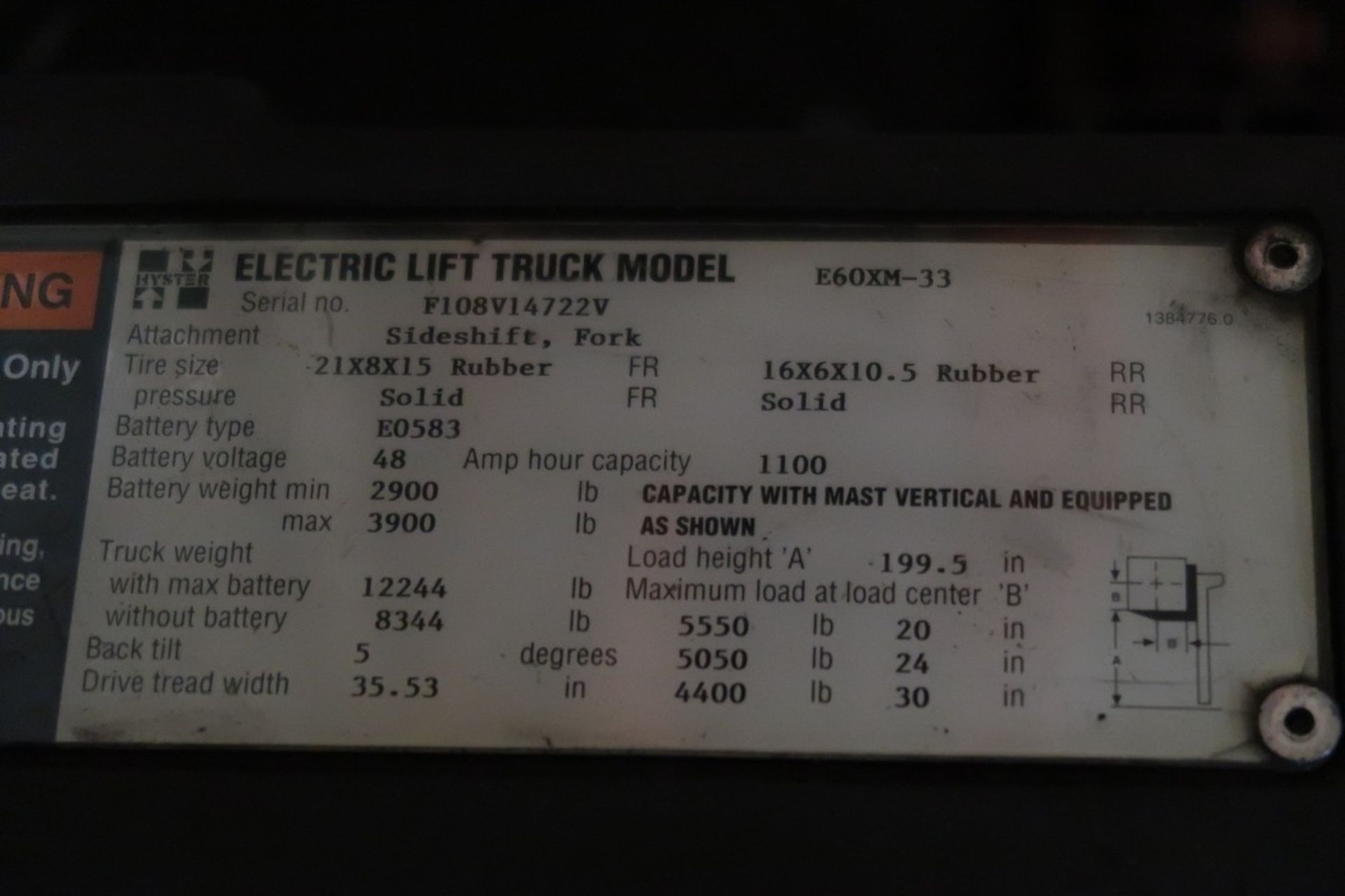 Hyster Model E60XM-33 48V Electric Fork Lift - Bild 8 aus 8