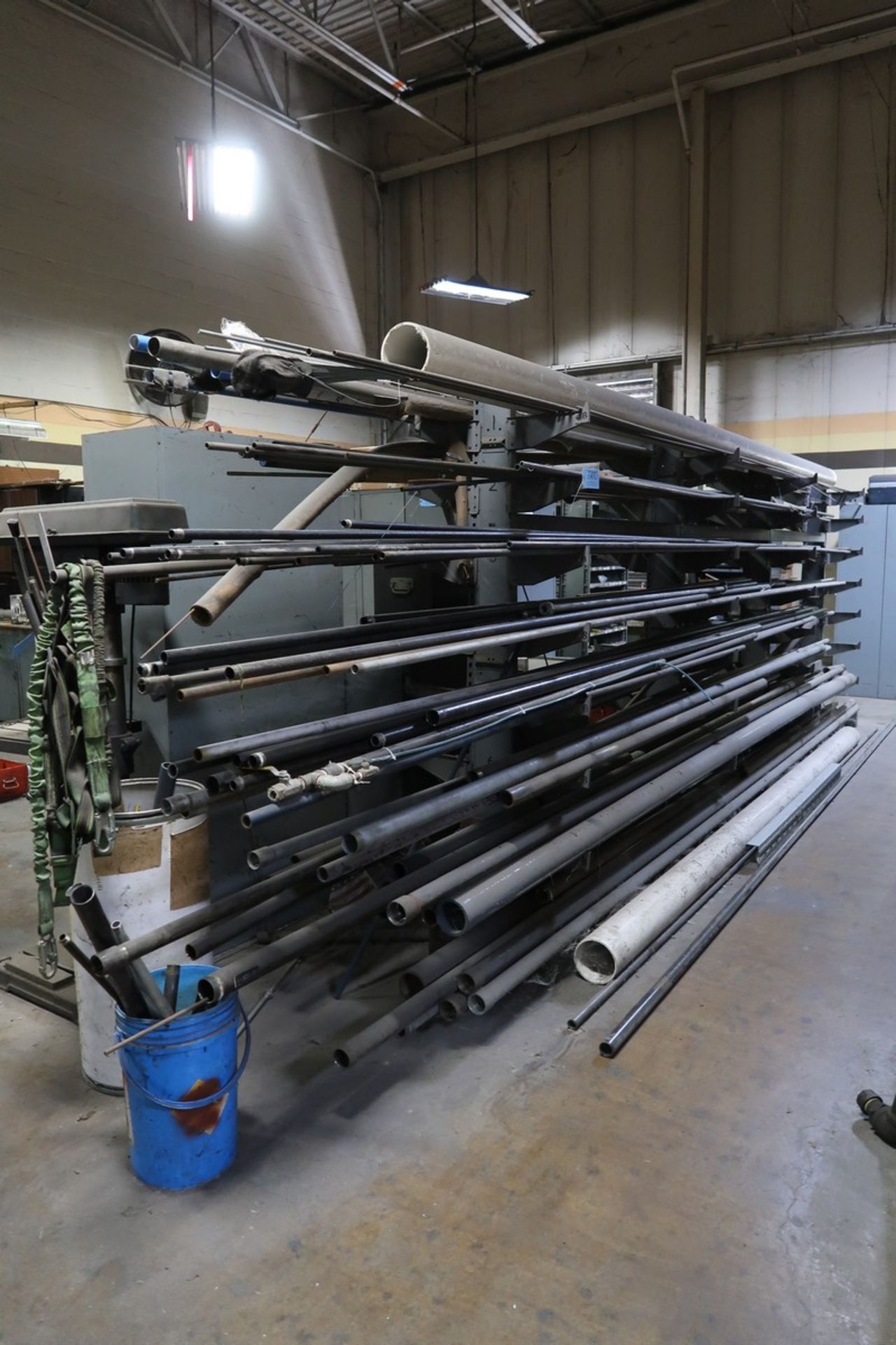 8-Tier Double-Sided Cantilever Rack with Contents of Threaded Pipe & Conduit