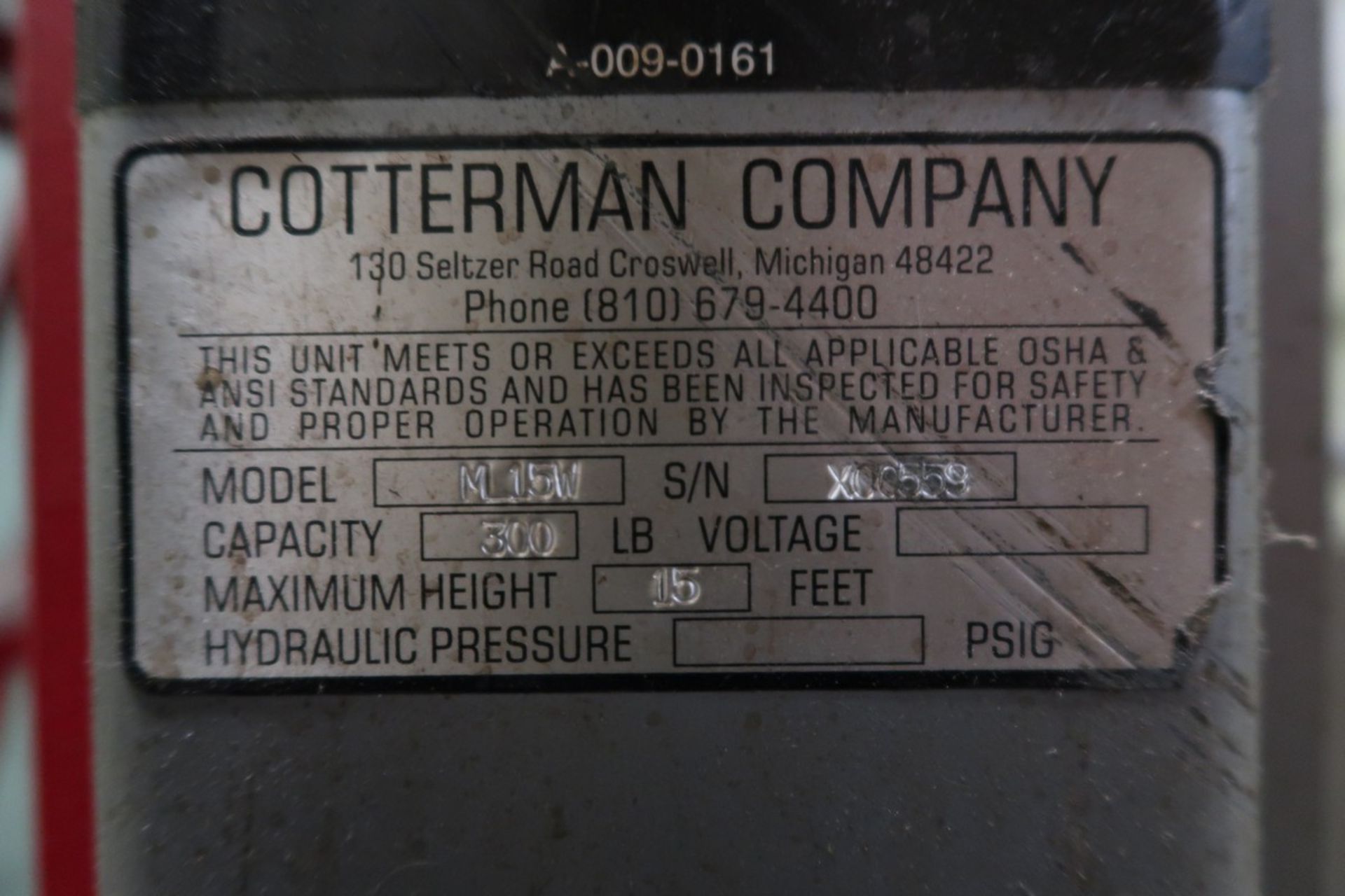 Cotterman Model ML15W Portable Man Lift - Bild 3 aus 3