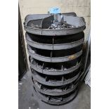 Lyon 7-Tier Rotary Parts Bin with Contents of Assorted Pipe & Conduit Hangers