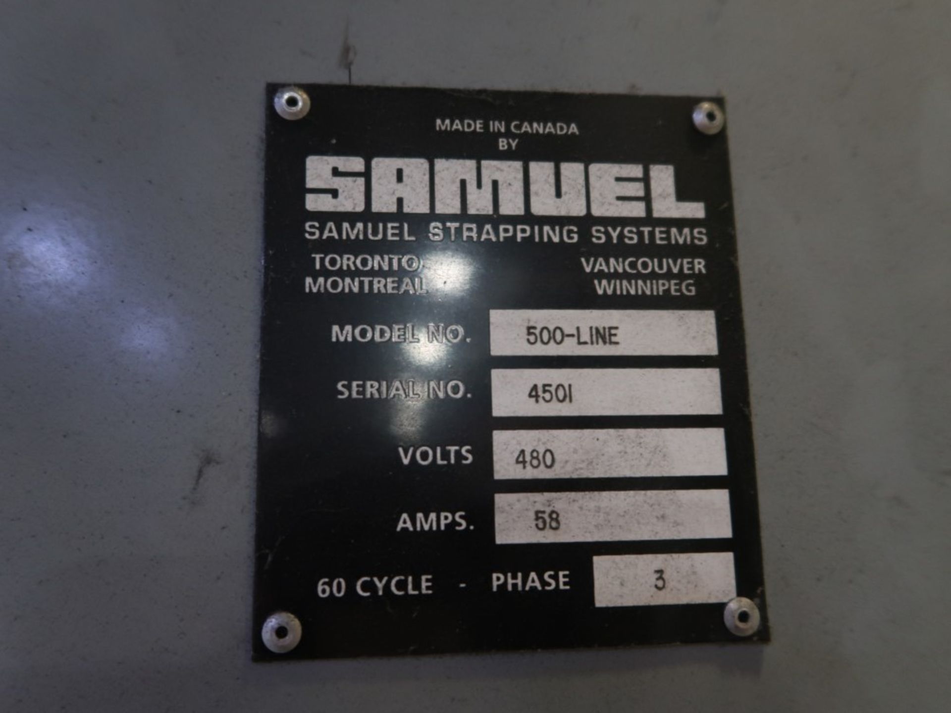 Samuel Automatic Stretch Wrap/Strapping Palletizing Line Model 500 - Image 12 of 12