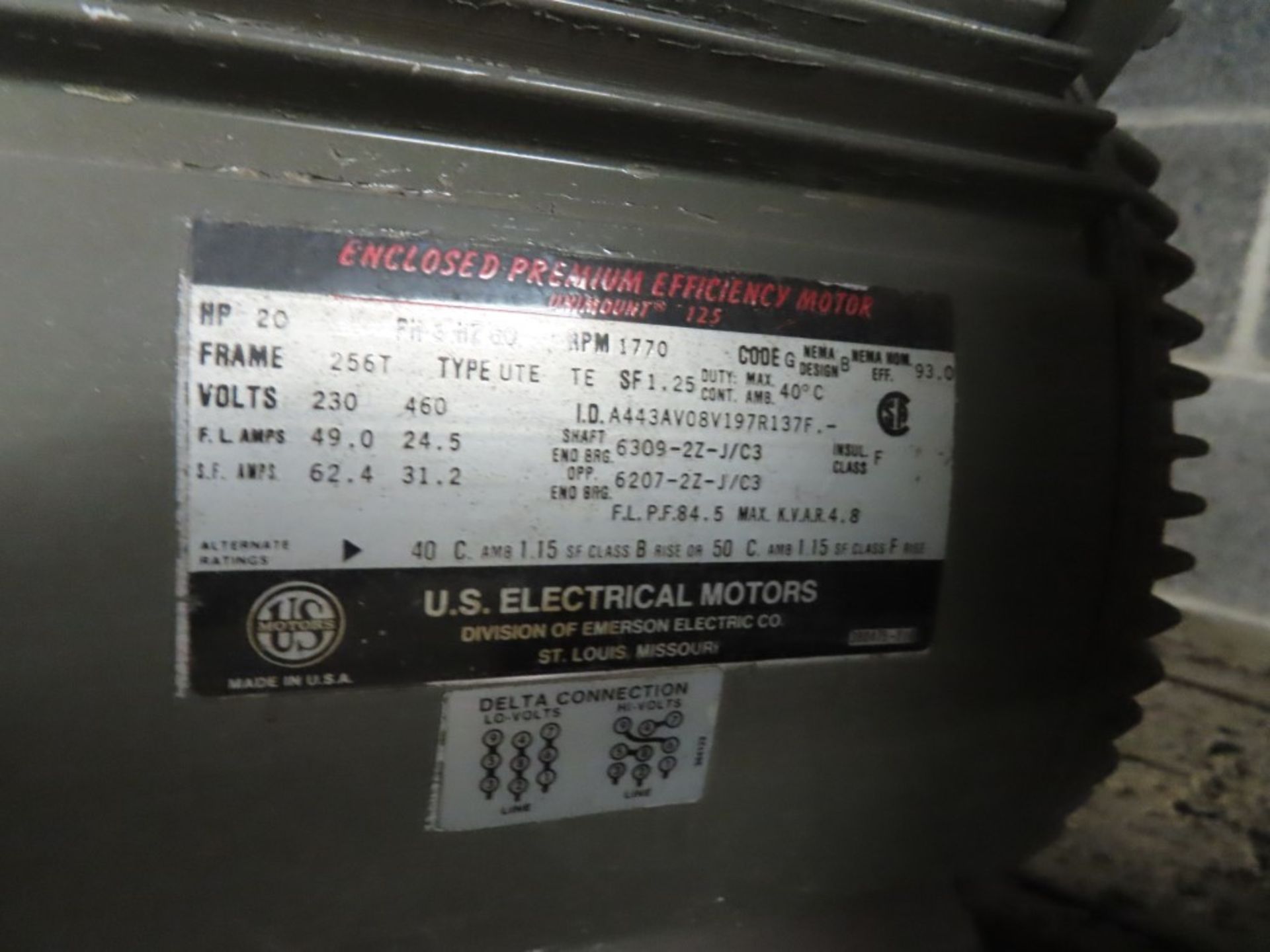 [5] ASSORTED MOTORS: US ELECTRICAL 20HP, APPROXIMATELY 20HP MOTOR, US ELECTRICAL 10HP MOTOR, 10HP MO - Image 2 of 7